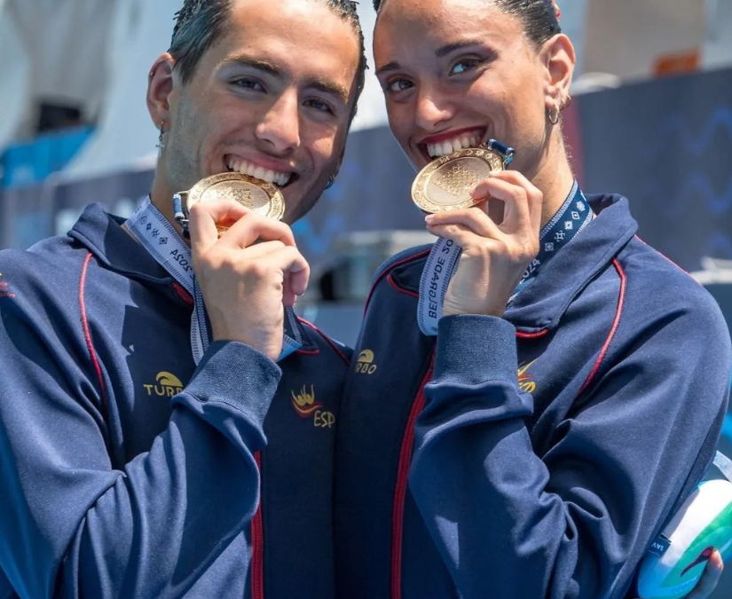 Dennis González i Mireia Hernández tanquen L’European Aquatics amb una medalla d’or en duet mixt tècnic🥇